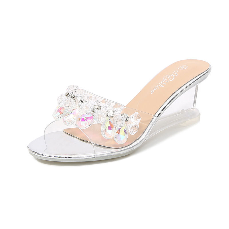 Simple all-match summer transparent slippers for women