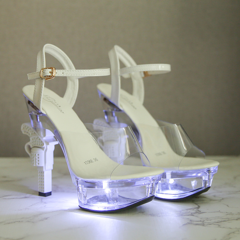 Hasp summer high-heeled shoes low bandage platform