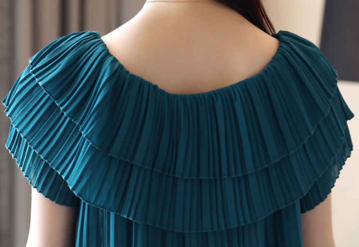 Flat shoulder chiffon shirt Korean style tops for women