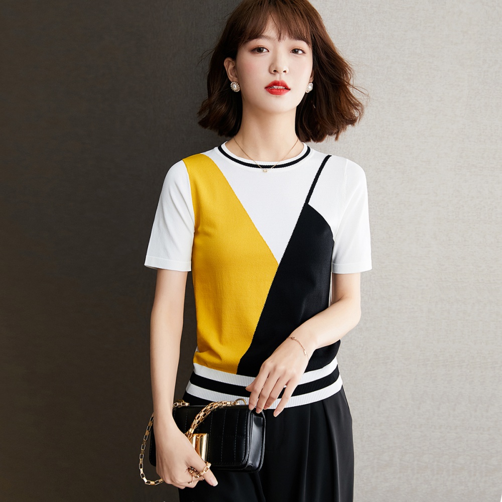 Mixed colors summer loose thin Korean style sweater