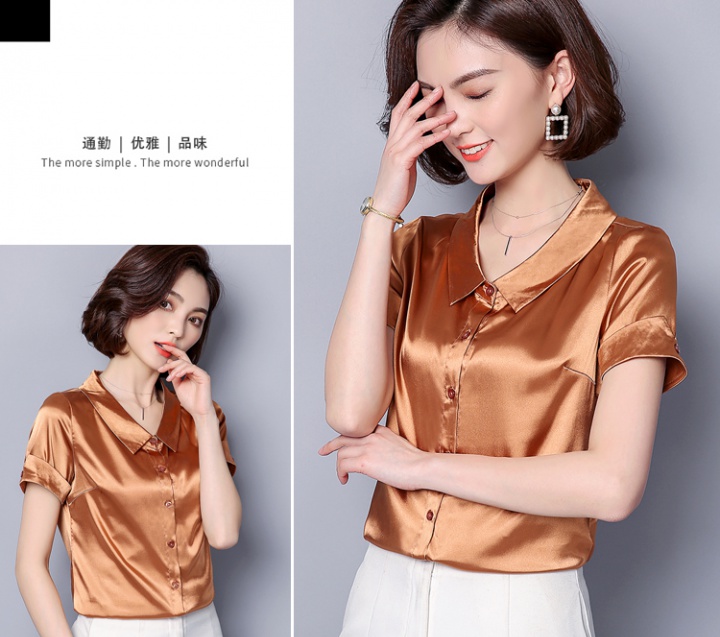 Real silk satin shirt slim summer business suit for women