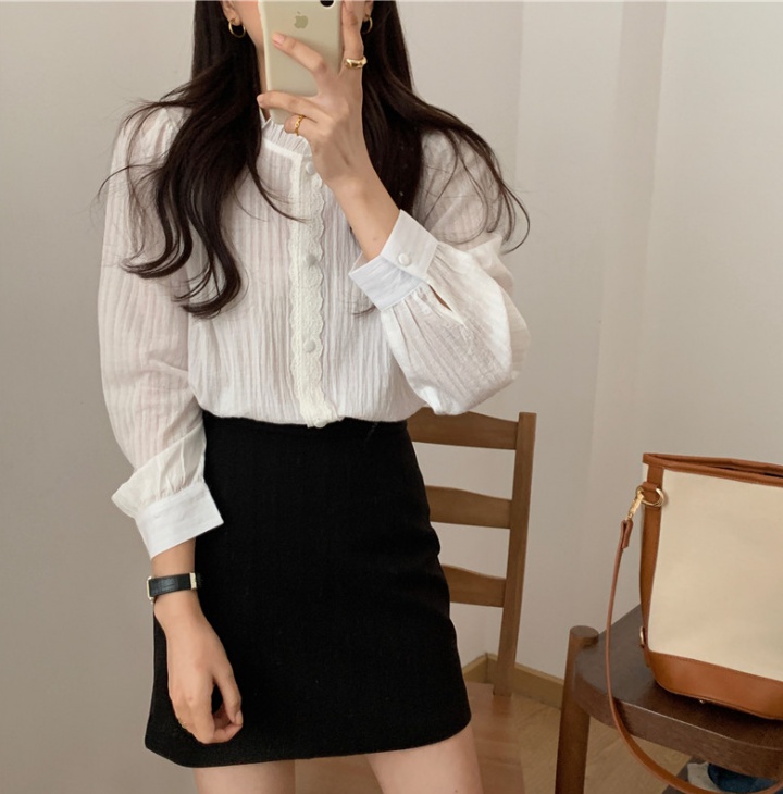 Sweet long sleeve Korean style splice fresh shirt
