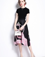 Slim fashion tops printing pure skirt 2pcs set