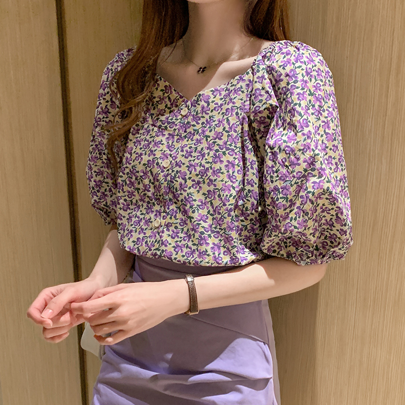 Short Korean style tops all-match shirt for women