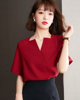 Short sleeve red shirt retro summer small shirt for women