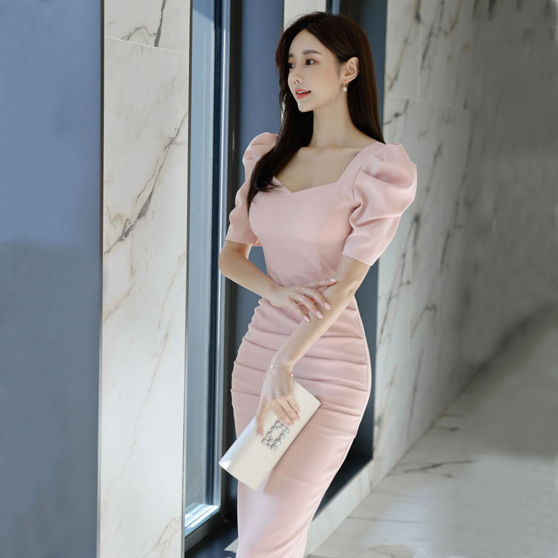 Korean style package hip elegant sexy dress