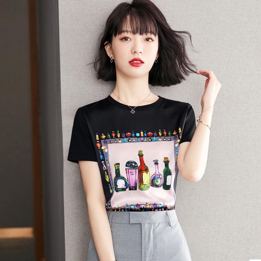 France style summer small shirt loose T-shirt for women