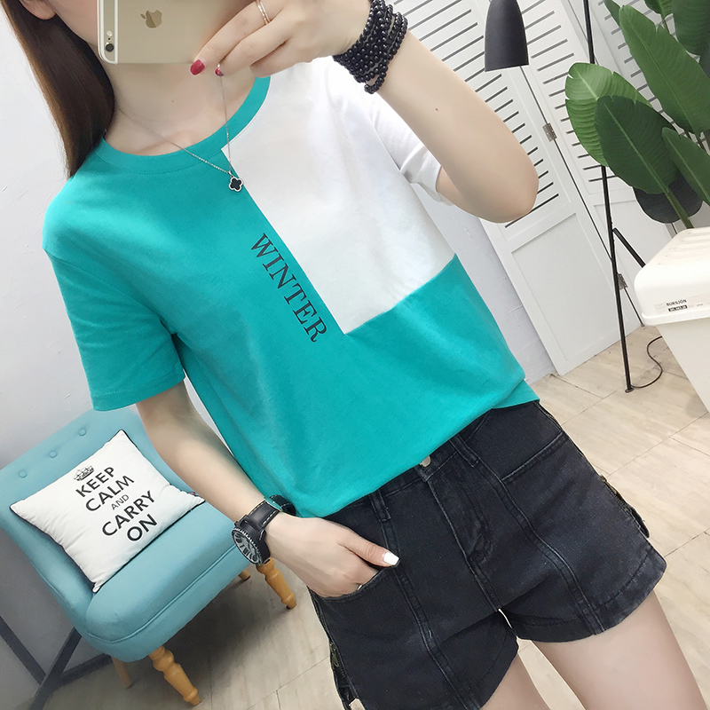 Korean style pure cotton T-shirt summer tops for women