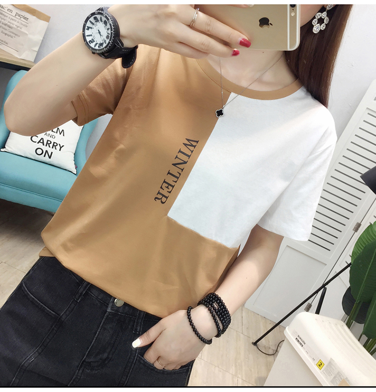 Korean style pure cotton T-shirt summer tops for women