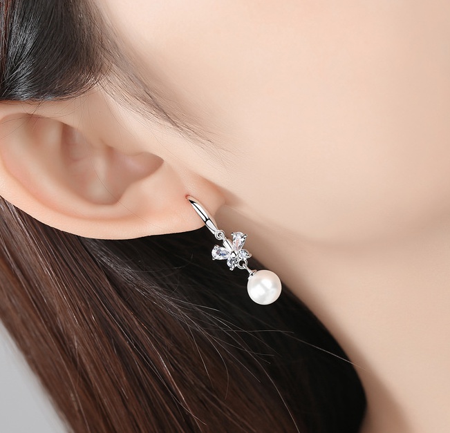 Bow antique silver stud earrings simple ear-drop