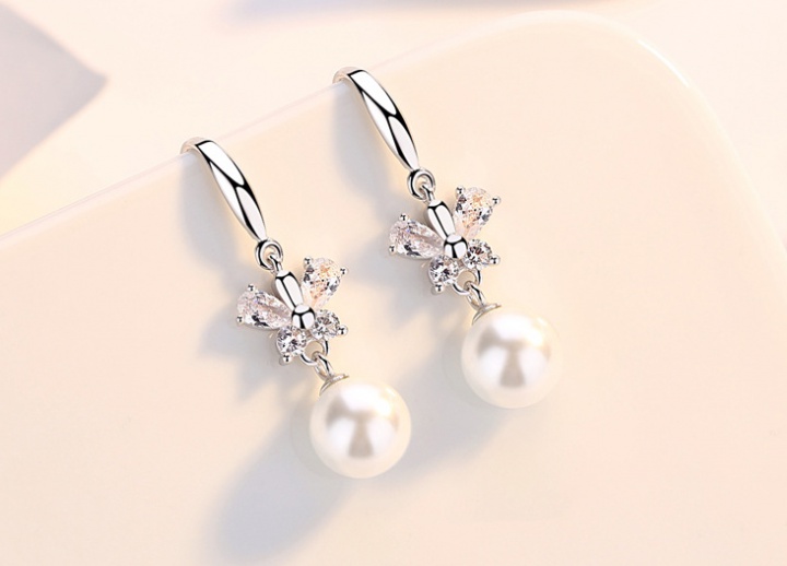 Bow antique silver stud earrings simple ear-drop