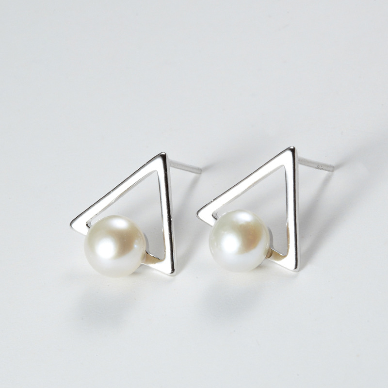 Asian style simple stud earrings geometry all-match earrings