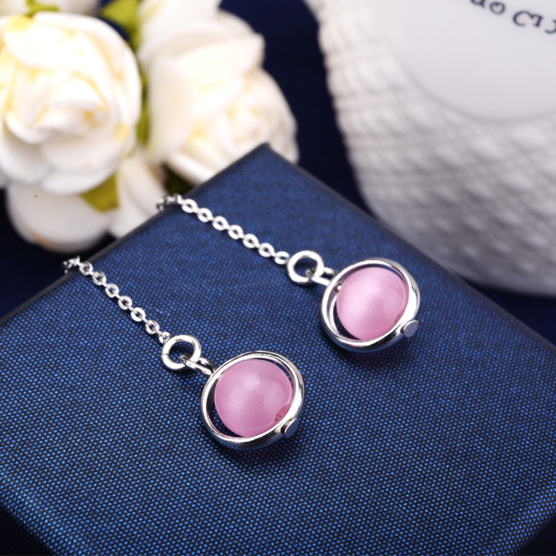 Opal simple ear-drop tassels earrings for women
