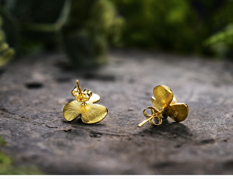 Pearl natural stud earrings flowers earrings for women