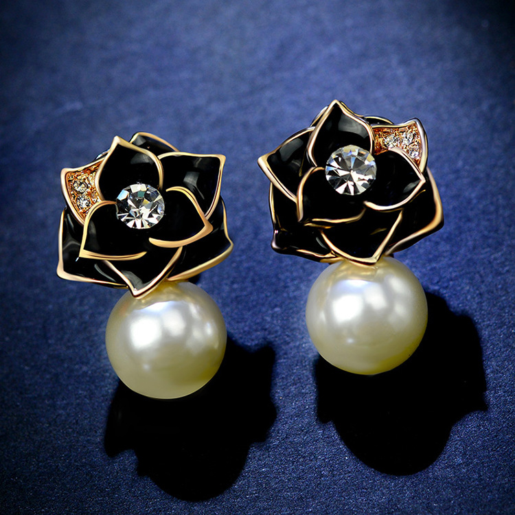 All-match rose accessories pearl Korean style earrings