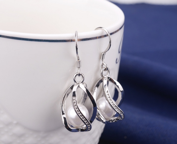 Retro pearl round earrings fashion zircon ear-drop for women