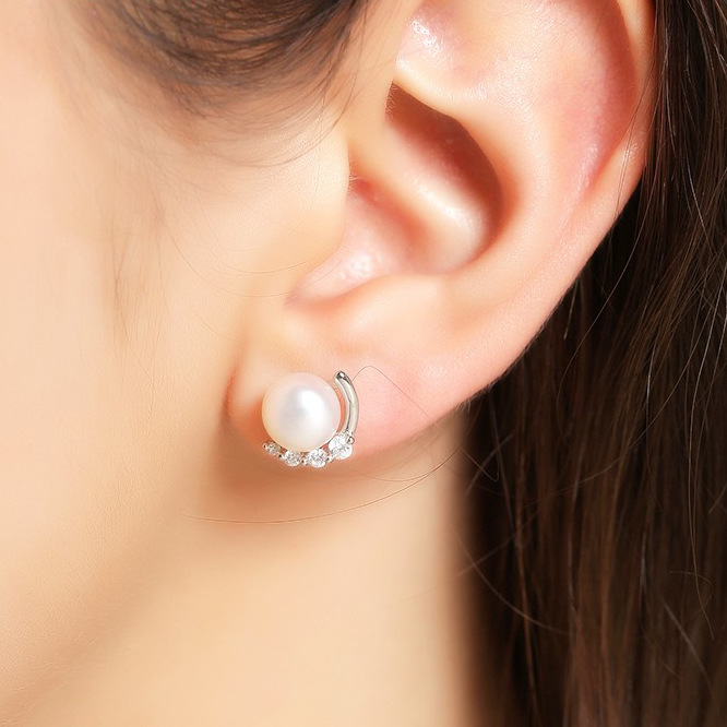 Temperament silvering stud earrings pearl earrings