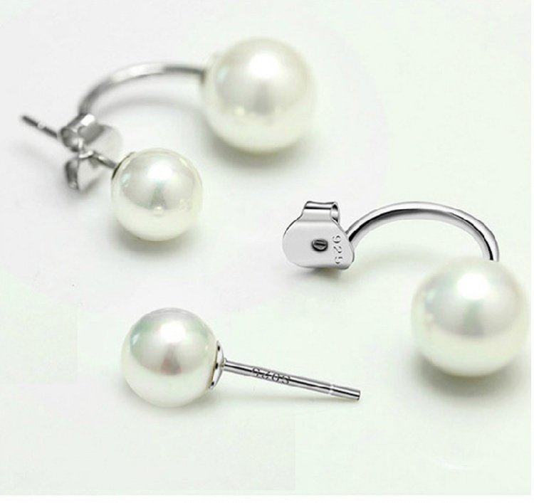 Pearl shell two-sided earrings silvering Korean style stud earrings