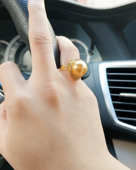 Opening fashion pearl inlay zircon simulation gold ring