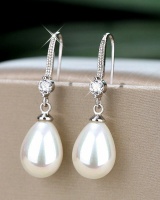 Pearl inlay long earrings drops of water accessories for women