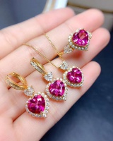 Opening heart earrings pendant ring a set for women