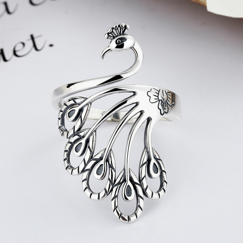 Creative national style peacock ring for women