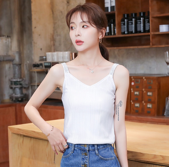 Halter Korean style chiffon shirt V-neck sweet tops for women