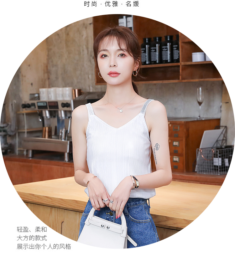 Halter Korean style chiffon shirt V-neck sweet tops for women