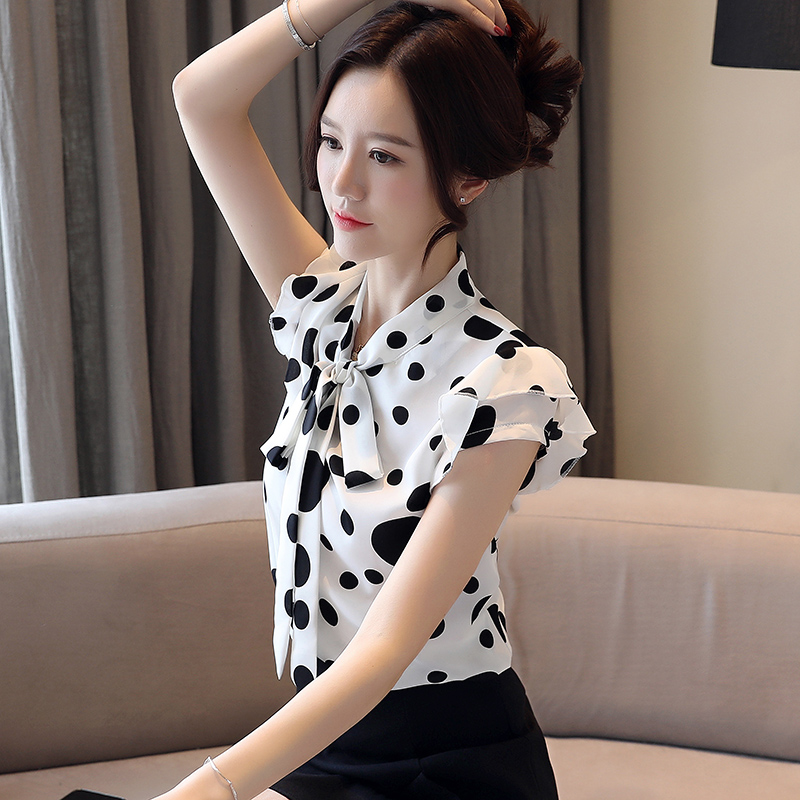 White chiffon shirt lotus sleeve small shirt for women