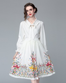 Printing slim skirt fashion shirt 2pcs set for women