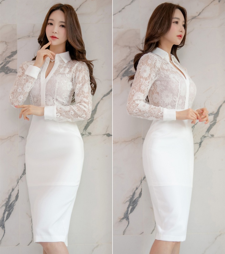 Slim Korean style lace ladies spring sexy dress