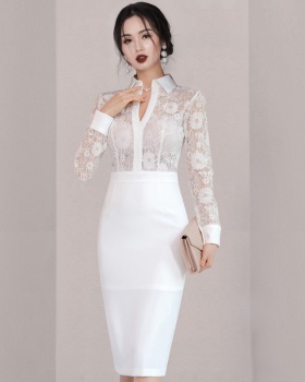 Slim Korean style lace ladies spring sexy dress