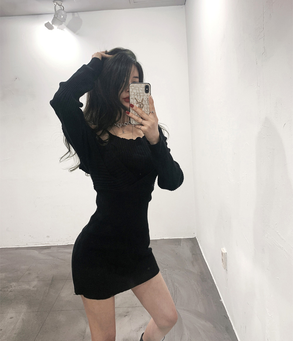 Hip knitted T-back Korean style dress for women