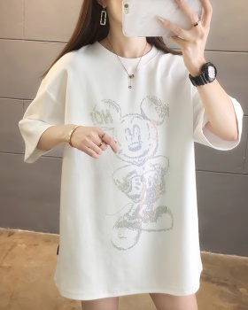 Short sleeve Korean style summer round neck T-shirt for women