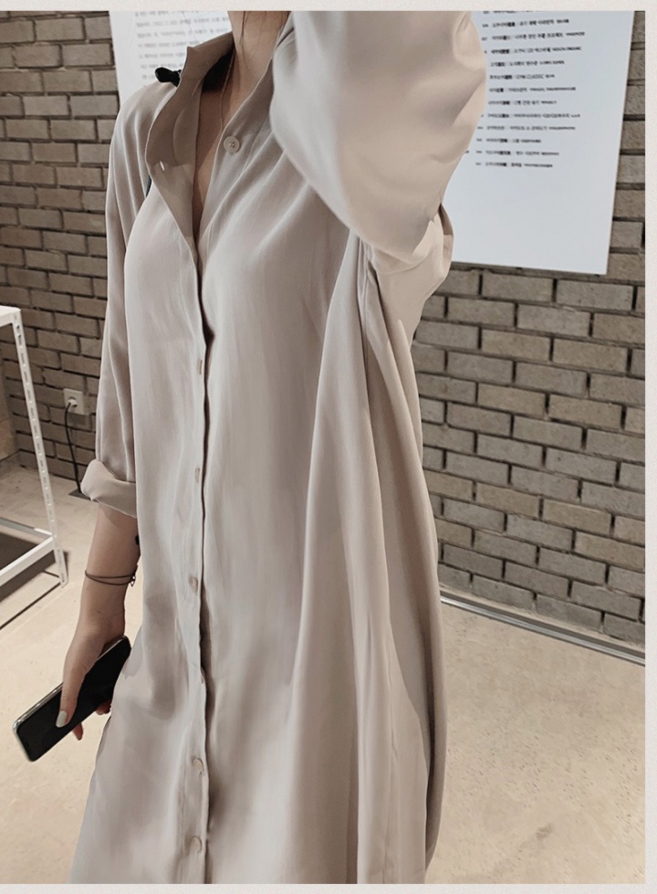 Simple pure Korean style dress V-neck all-match shirt