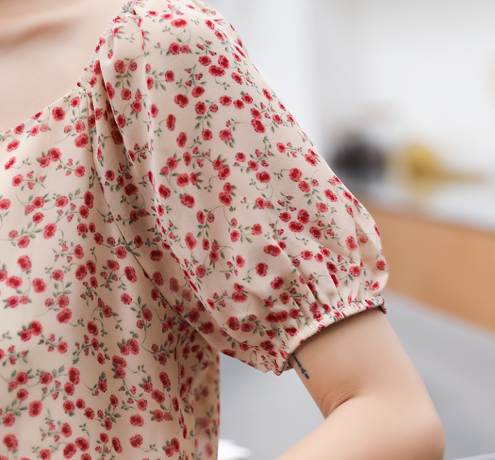 Refreshing floral Korean style chiffon printing summer shirt