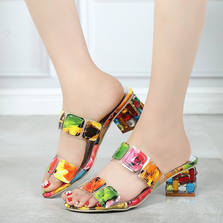 Colors summer rhinestone candy colors slippers