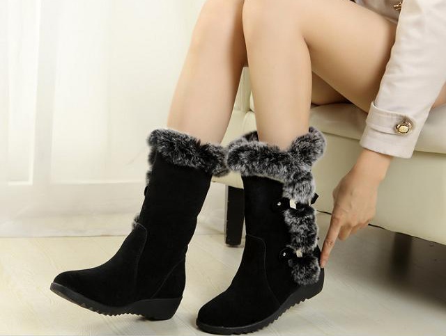 Imitation of rabbit fur boots slipsole snow boots