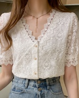 V-neck all-match shirt lace splice tops for women