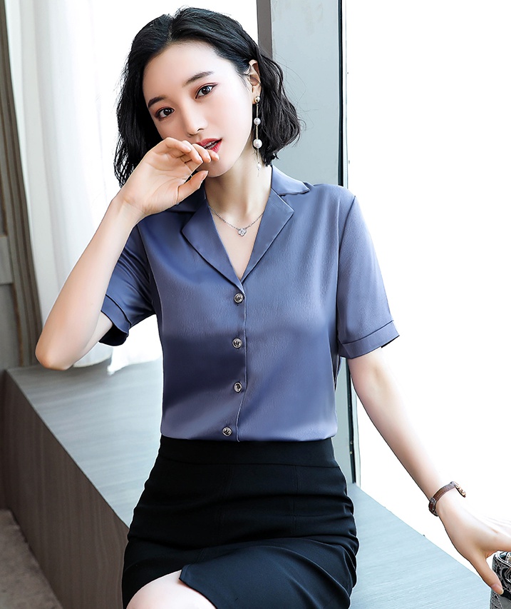 Summer profession business suit satin shirt for women
