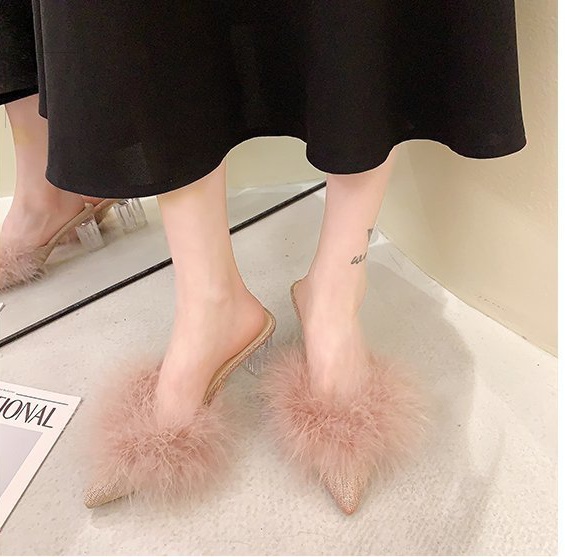 Wears outside fashion high-heeled slippers for women