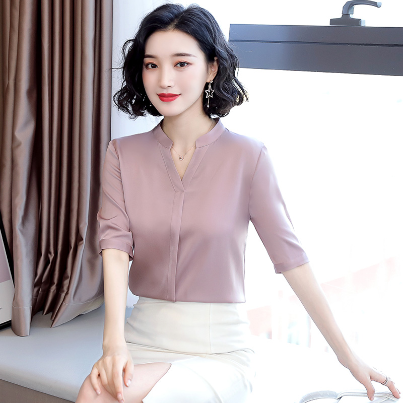 Short sleeve fashion shirt silk summer tops for women