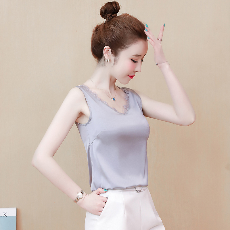 Beauty back silky business suit V-neck milk primer vest