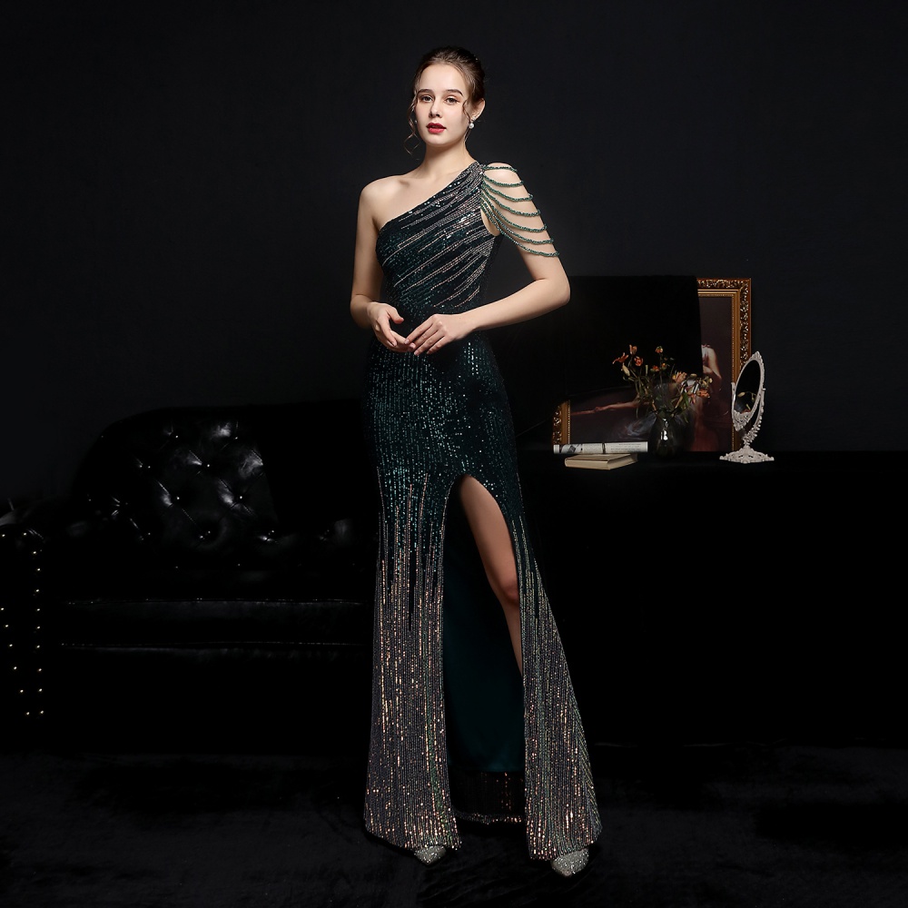 Long party ladies colorful sexy sequins evening dress