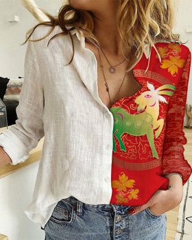 Printing fashion Chinese style long sleeve shirt