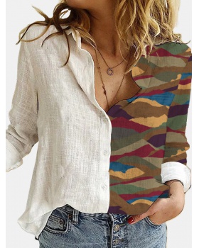 Gradient loose colorful digital shirt for women