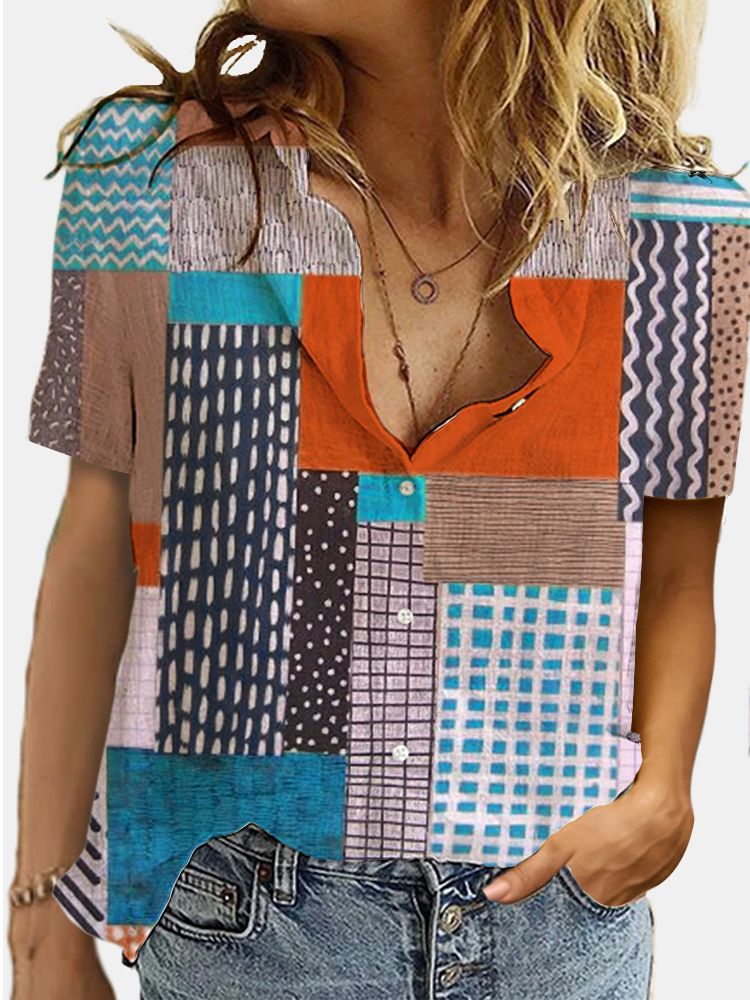 Fashion short sleeve printing digital shirt for women
