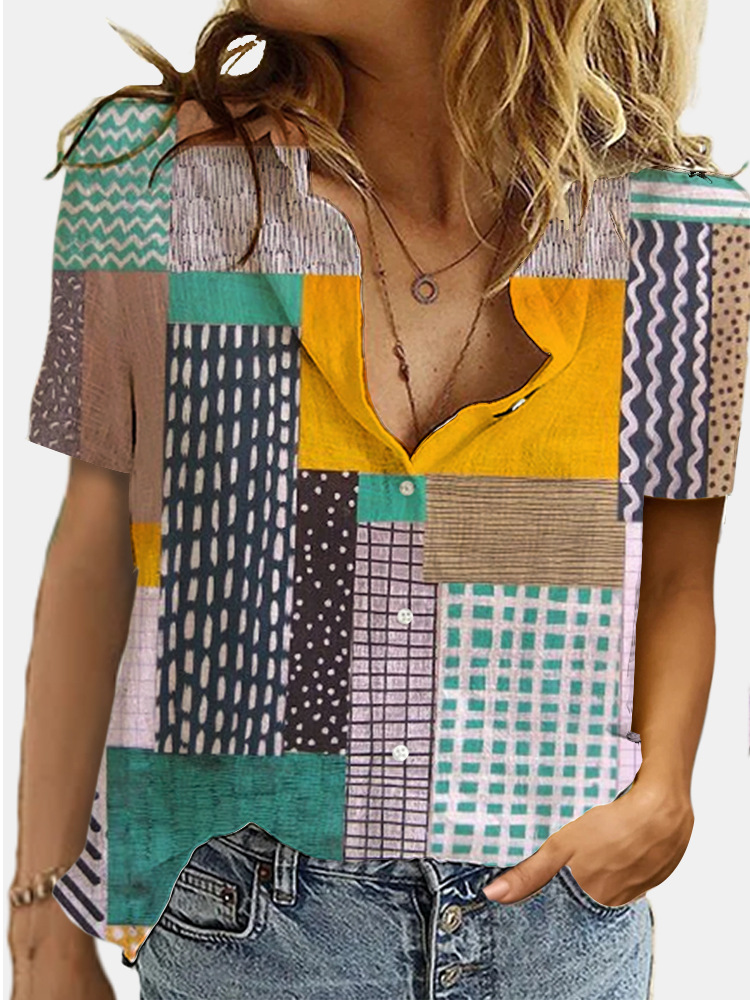 Fashion short sleeve printing digital shirt for women