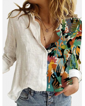 Long sleeve cotton digital gradient printing shirt for women