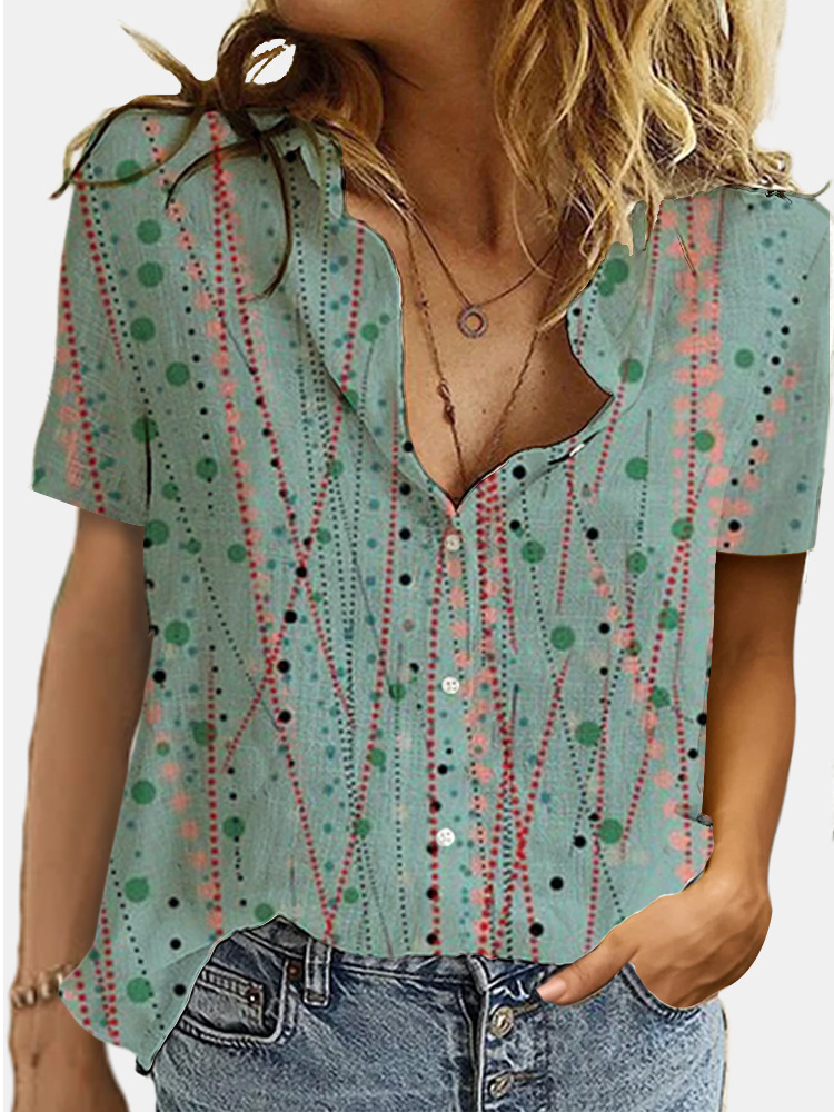 Digital fashion short sleeve printing shirt for women